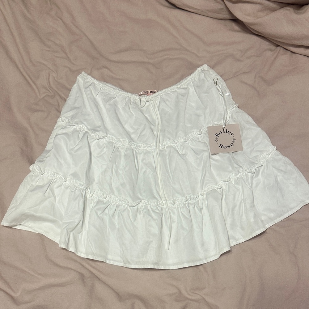 White Ruffled Mini Skirt